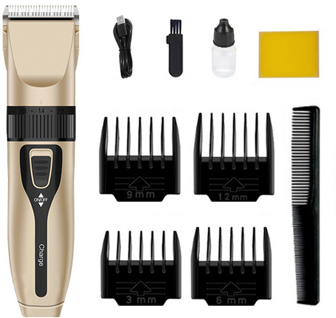 퀸코리 남자머리 바리깡 가정용 남자 무음 바리깡, 금색, 금색