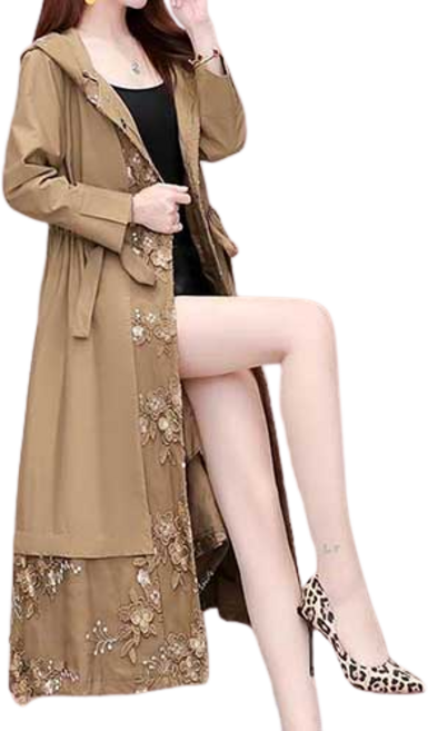 77우먼스 여성 플라워니스코트 빅사이즈 롱 기장 가디건 아우터 후드코트 슬림 체형커버 플라워 니스 코트 데일리룩 데이트룩 이월 이월상품 [리현커머스]