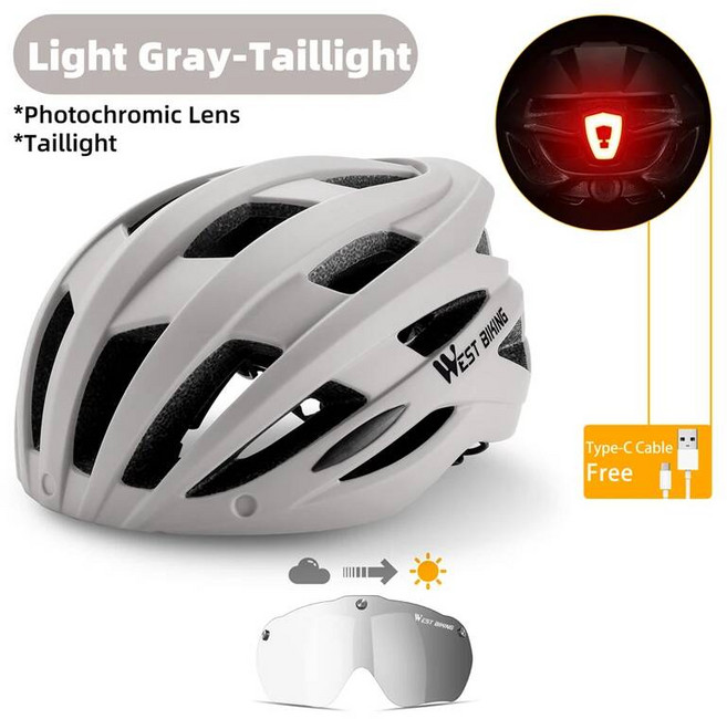 West Biking 웨스트 바이킹 자전거 헬멧 조정 가능한 자기 흡입 렌즈 사이클링 MT, 01. 중국 본토, 01. 56~51cm, 03. 흰색과 빛