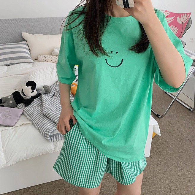 시우리빙 스마일 반팔 반바지 홈웨어 파자마 세트
