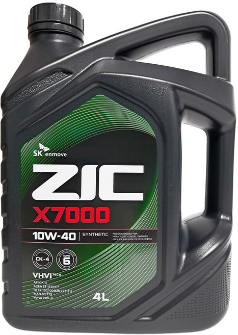 ZIC 지크 X7000 CK4 10W40 4L 중대형디젤용, 1개, 지크 X7000 10W40_4L