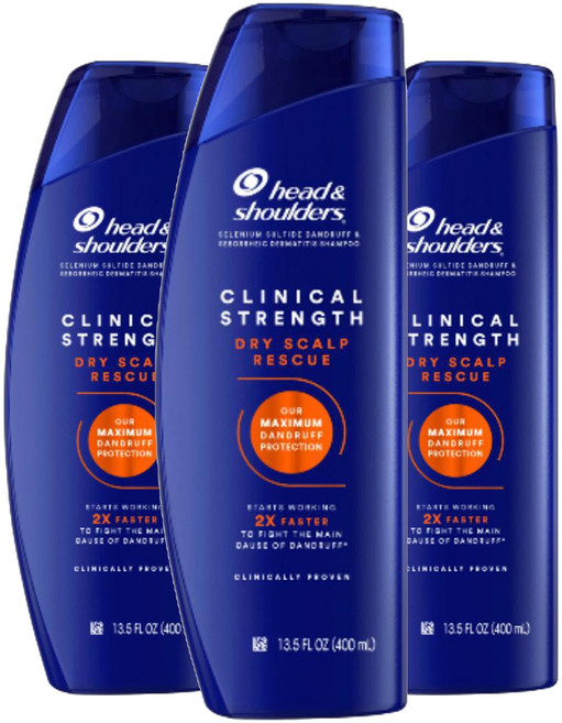헤드앤숄더 클리니컬 스트렝스 댄그러프 디펜스 드라이 스칼프 레스큐 샴푸, 3개, 400ml