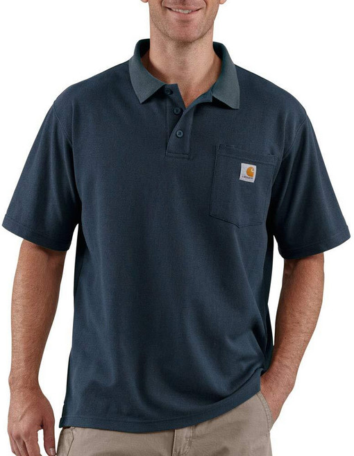 Carhartt 남성용 루즈핏 미드웨이트 반소매 포켓 폴로 K570 네이비 177791