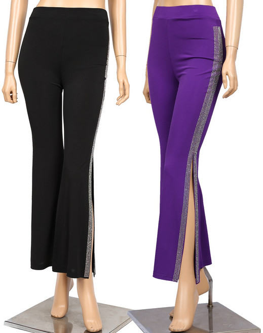 노브댄스복 C133 옆트임보석바지, 검정