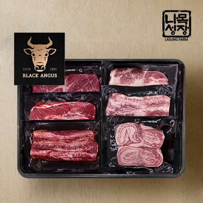 1855블랙앵거스+이베리코베요타 특수부위혼합세트(토시살+살치살+갈비살+악어살+황제살+갈매기살)각200g총1.2kg, 1개
