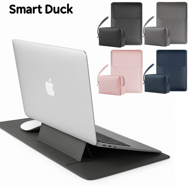 스마트덕 노트북 파우치 거치대 겸용 맥북 LG그램 삼성 가방 케이스, 올그레이