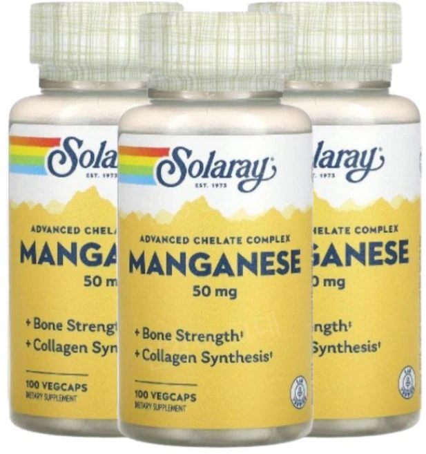쏠라레이 망간 어드벤스드 킬레이트 복합체 50mg 100 베지캡슐, 3개, 100정 - 쿠팡