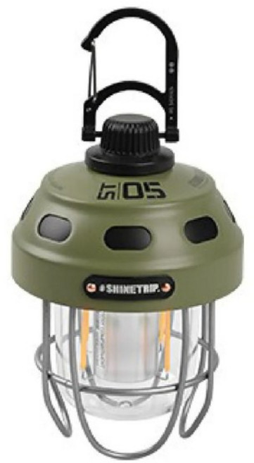 SHINETRIP G05 復古提燈 露營燈 暖黃光 五檔光源調節, 軍綠色, 1個