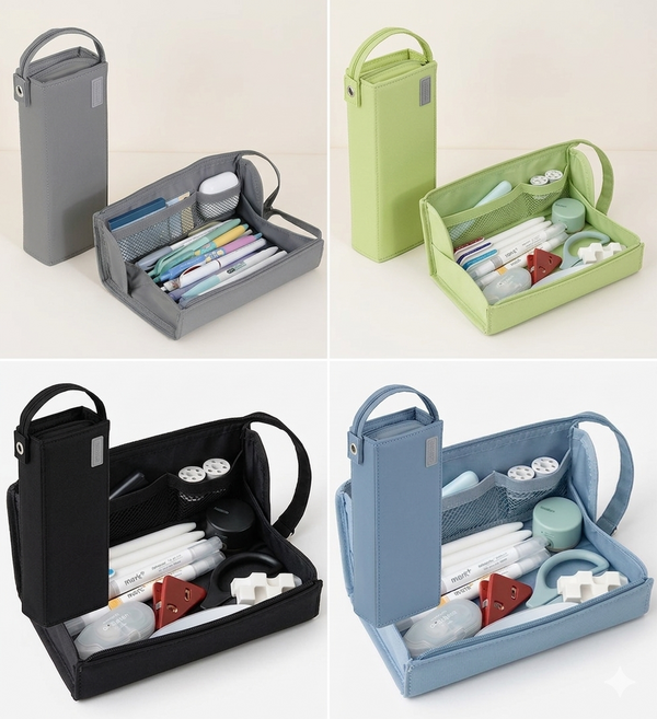 위드스타 대용량 수납 학생 필통, 1개, 블랙