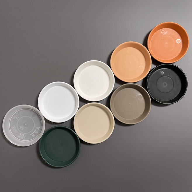 [가든팜] 플라스틱 동그라미 원형 화분받침 소형 중형 대형 스몰월드 놀이트레이 물받이 화이트 1호, 베이지