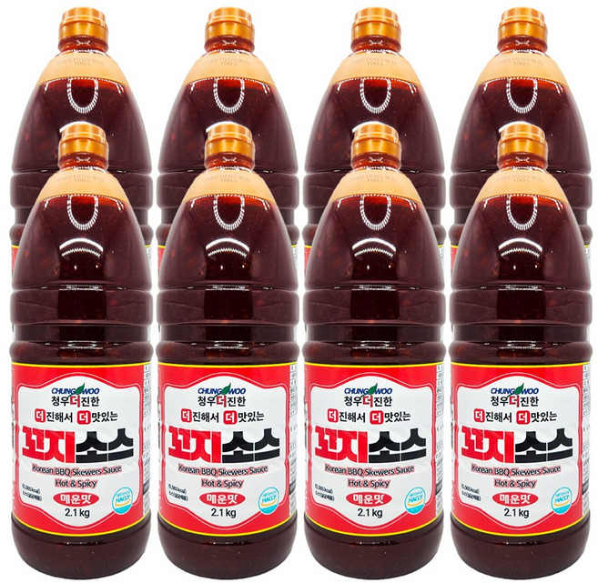 청우 더진한 닭 염통 꼬치소스 꼬지소스 양념 매운맛 PET 2.1kg, 8개