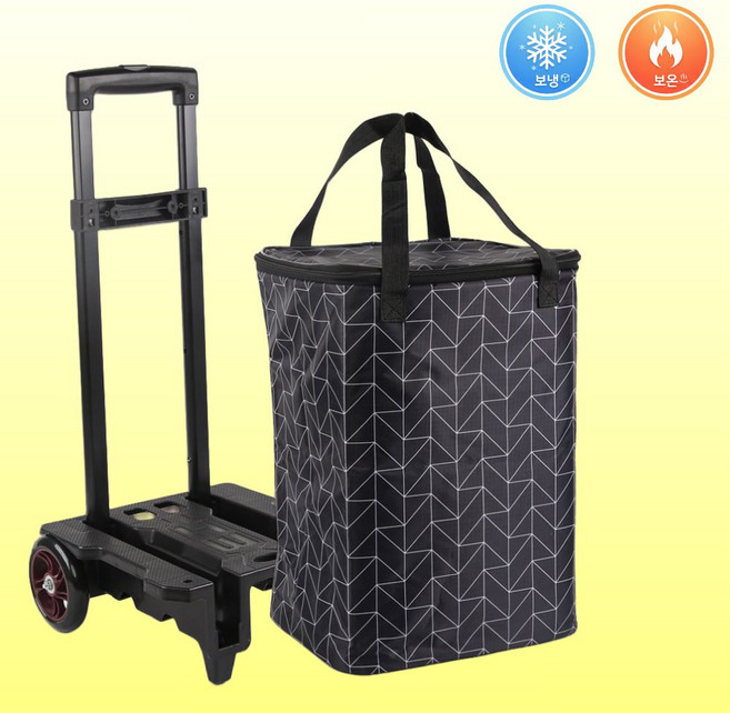 보들램 무소음 바퀴달린장바구니 카트 시장캐리어, 블랙, 1개