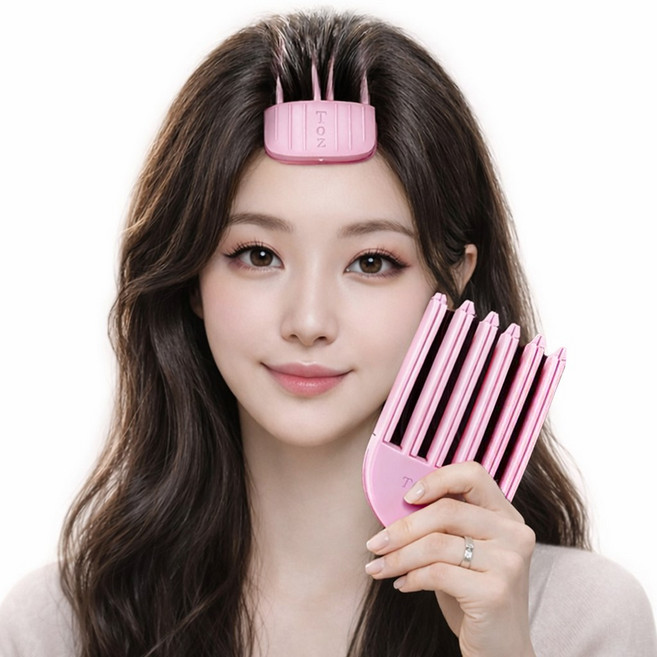 티오즈 볼륨핀 뿌리 볼륨 가르마 집게 핀 머리뽕, 1세트, 연핑크
