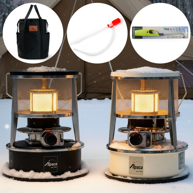 알파카 캠핑 기름 난로 등유 심지 석유 히터, 231 세라믹, 가방포함, 블랙