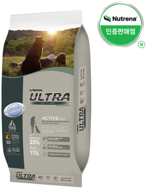 뉴트리나 전연령 강아지 울트라 액티브 건식사료, 곡물, 15kg, 1개