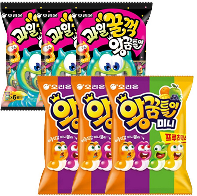 오리온 과일꿀꺽왕꿈틀이 210g+왕꿈틀이미니 336g 번들 3개씩 (총 6개), 210g