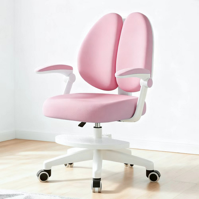 하루꿈 학생 의자 인체공학 허리편한 높이조절 등받이 회전 의자, 핑크