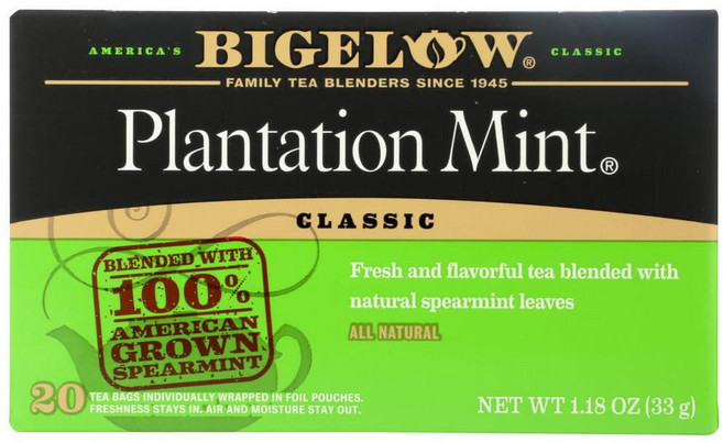 Bigelow Tea Perfectly Mint 홍차 카페인 티백 총 20개 262429, 민트, 24 Count (Pack of 4)