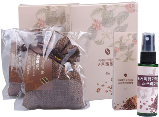 커피향가득한마을 커피방향제2개 스프레이방향제, 1세트