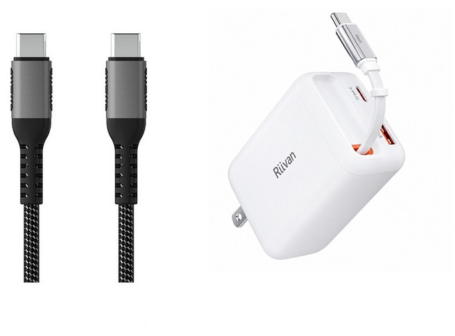 Riivan 65W 氮化鎵 GaN充電器, 充電頭-白(送2米雙TC充電線裸裝), 1個