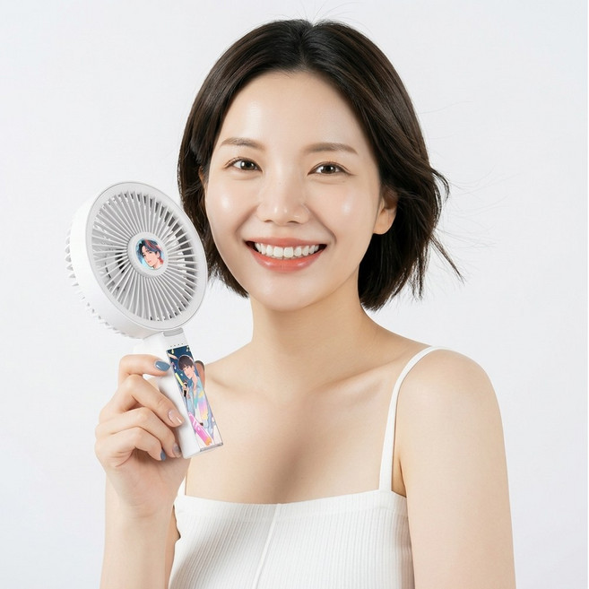 시원한 바람 경량 휴대용 접이식 6인치 빅헤드 팬 핸디 선풍기 F37, 화이트, MINI FAN F37