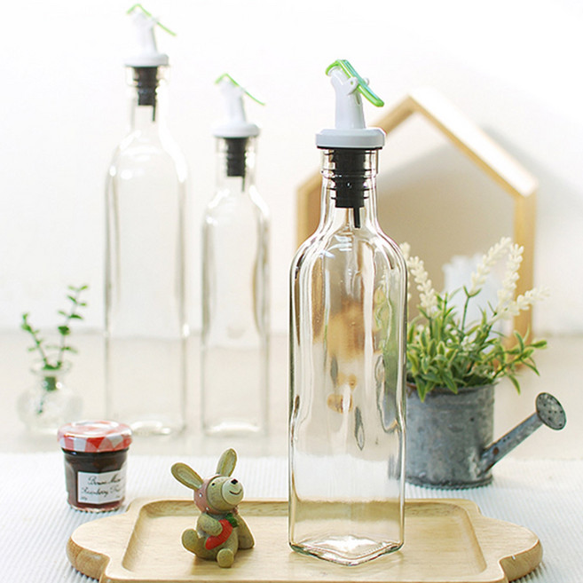 아트웨어 사각 큐비 유리 원터치 소스병 오일병 2P 세트 250ml 500ml, 1