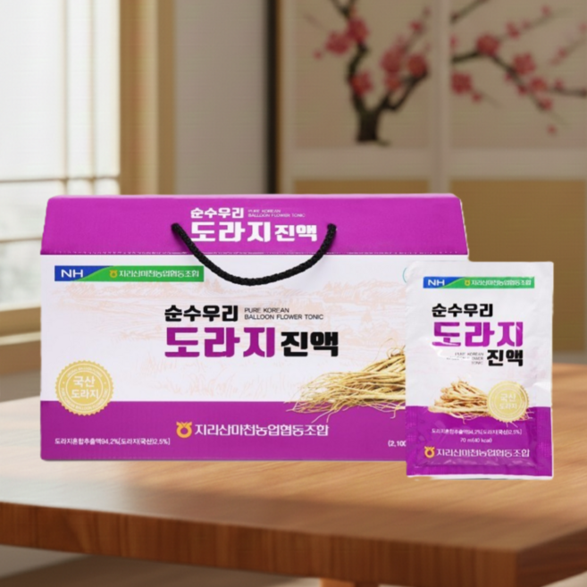 진웰빙 마천농협 순수우리 도라지진액 도라지즙 국내산 도라지 100%, 1개, 2.1L