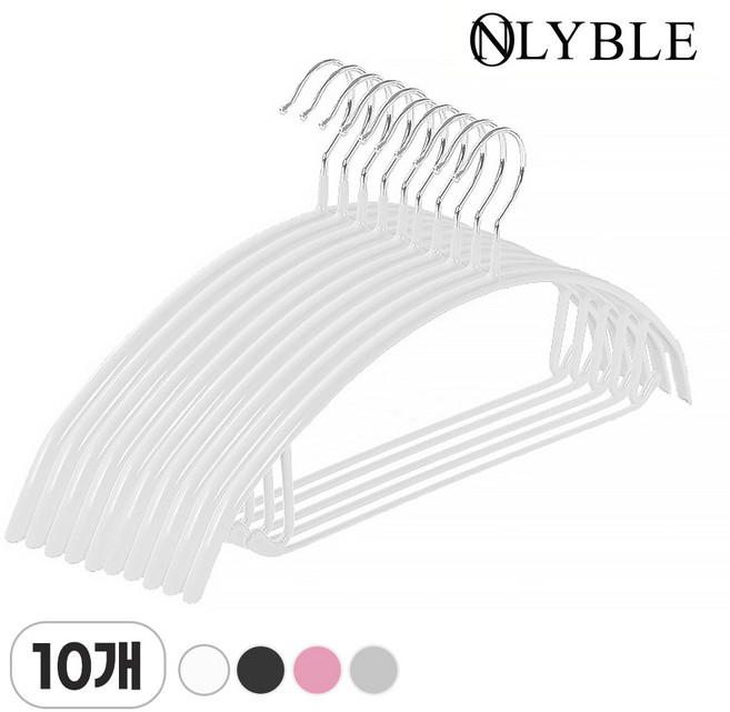 온리블 실리콘 코팅 어깨뿔 흘러내림 방지 옷걸이, 10개, 화이트