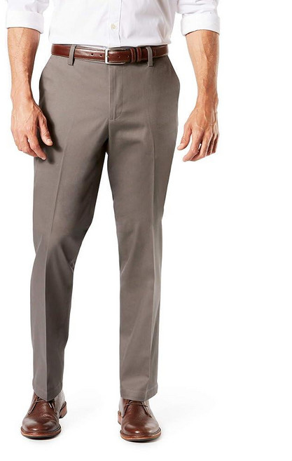 Dockers 남성용 스트레이트 핏 시그니처 럭스 면 스트레치 카키 팬츠 - 주름 있음 다크 페블 40 x 32