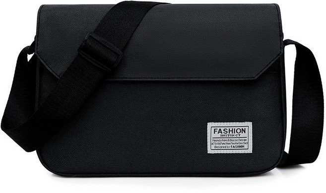 FASHION INSTIN CT 男生時尚簡約郵差包 日系休閒單肩斜背包 多功能收納側背包, 黑