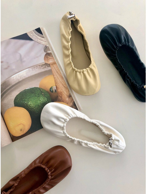 마리 라운드 밴딩 만두 플랫 여성구두