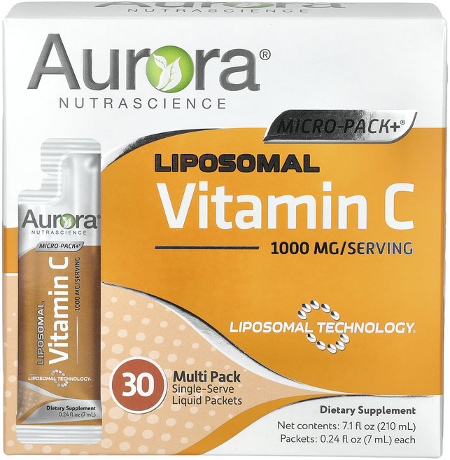 오로라 뉴트라사이언스 마이크로팩 리포좀 비타민C 1000mg 30패킷 리포조말, 1개, 210ml