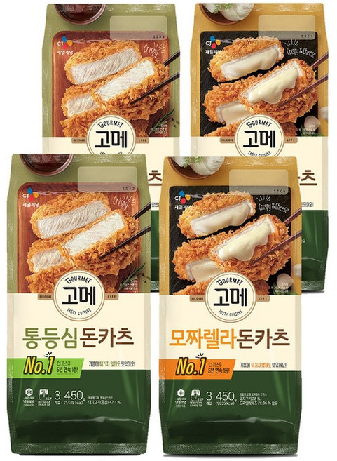 고메 돈카츠 골라담기450g x 4 249276, 통등심돈카츠 450g x 2 + 모짜렐라돈카츠, 450g, 4개