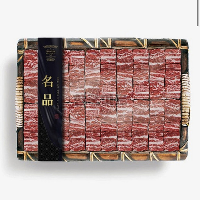 정육 설 선물 스티커 세로 명품 띠지 스티커 1묶음(100장), 1개