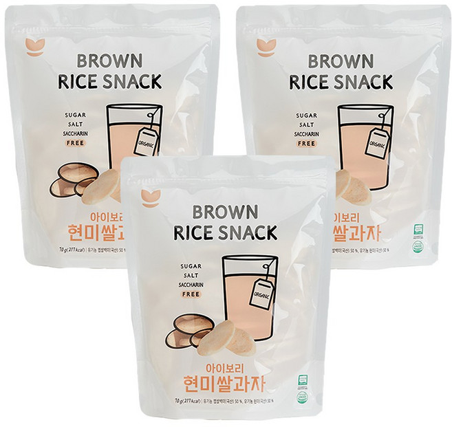 아이보리 현미쌀과자, 3팩, 70g