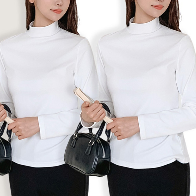 베로 여성 반목티 긴팔 티셔츠 2종세트