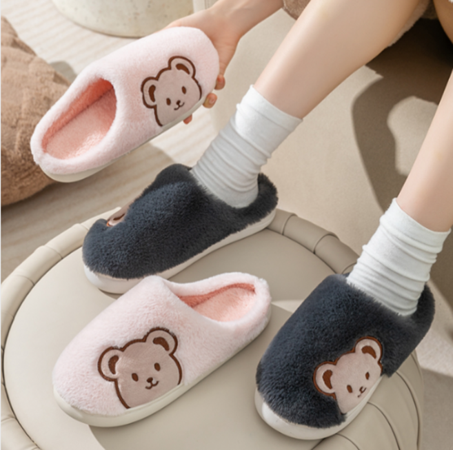 지니마벨 겨울 푹신한 방한 털실내화 슬리퍼