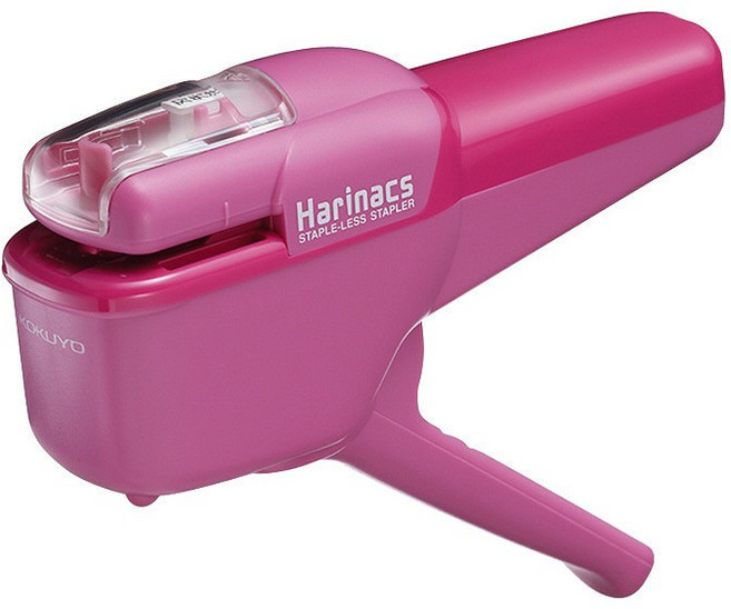 KOKUYO國譽無針訂書機SLN-MSH110 免針環保 可釘10張紙 箭頭型開孔, 紅, 1個