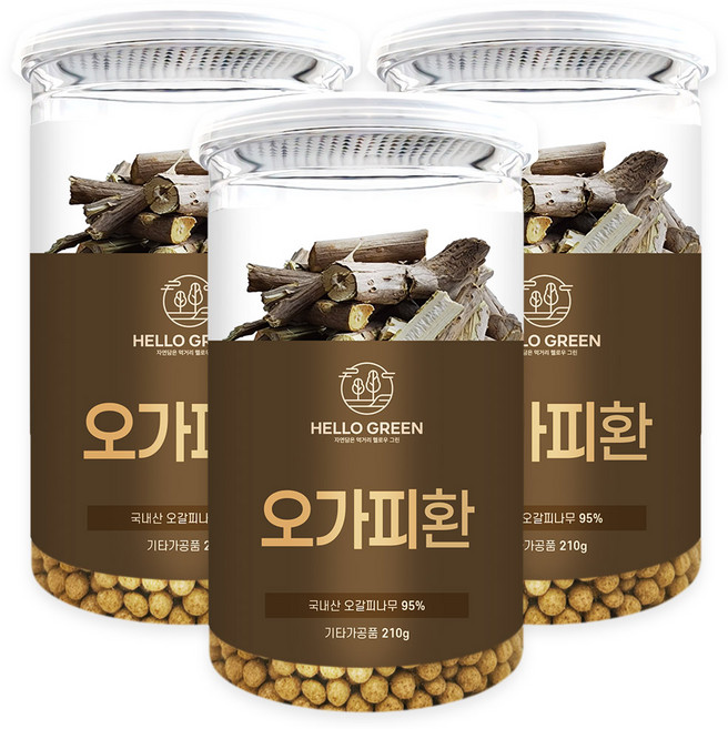 헬로우그린 오가피환(통) 국내산 오갈피나무, 3개, 210g