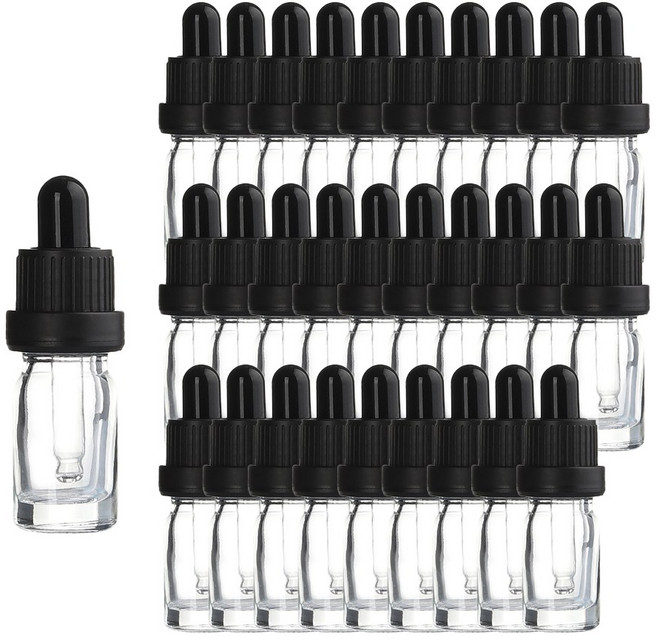 블랙 잠금캡 5ml 스포이드 투명 공병 향수용기, 30개