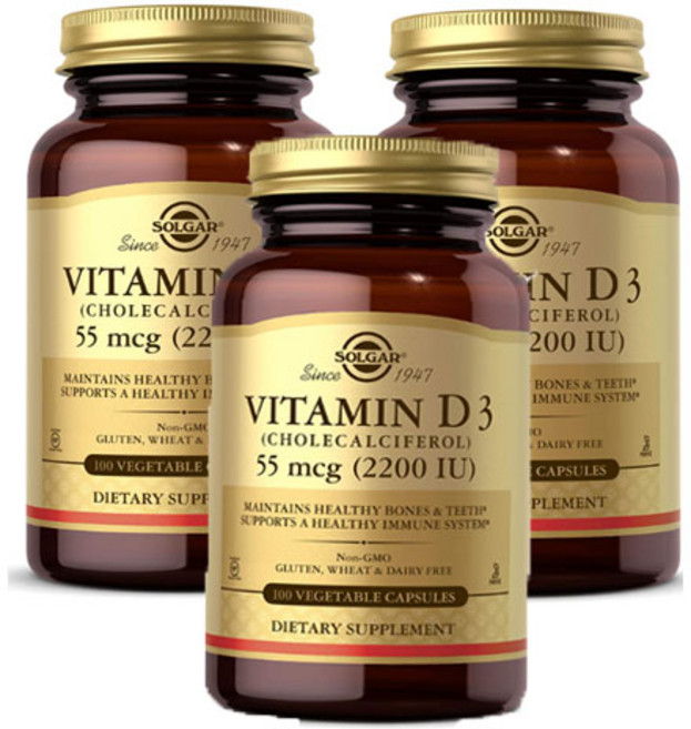 솔가 비타민 D3 (콜레칼시페롤) 2200IU 베지터블 캡슐, 100정, 3개