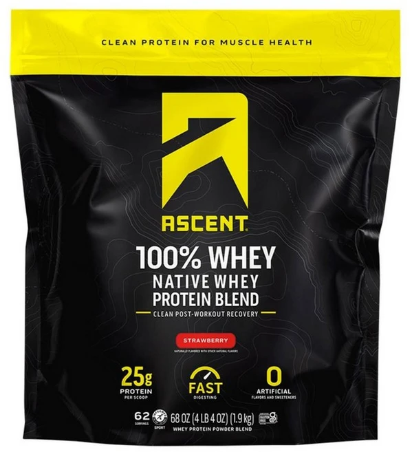 에이센트 100% 웨이 네이티브 웨이 프로틴 블렌드 유청 단백질 스트로베리 딸기 1.9kg Ascent 100% Whey Native Whey Protein Blend Stra, 1개 - 쿠팡