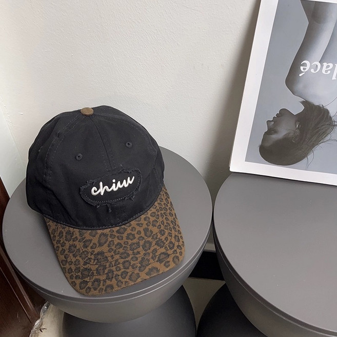 Tata hatshop 復古豹紋貝雷帽, 拼接豹紋chiw23 黑色, 1個