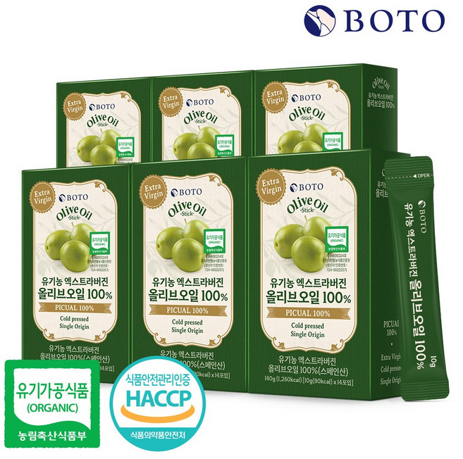 보뚜 유기농 엑스트라 버진 올리브오일 100%, 140g, 6개