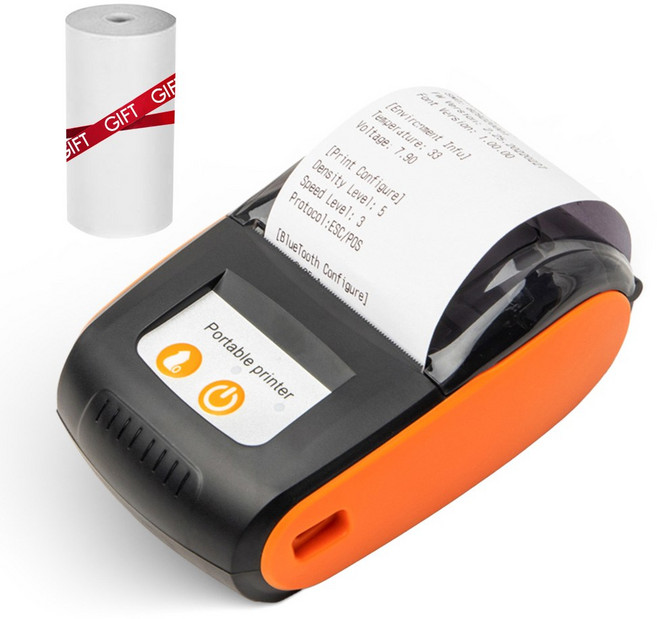 미니 열전사 인쇄 무선 BT USB 모바일 프린터 영수증 프린터 안드로이드 iOS 윈도우 시스템과 호환 58, 01 주황색