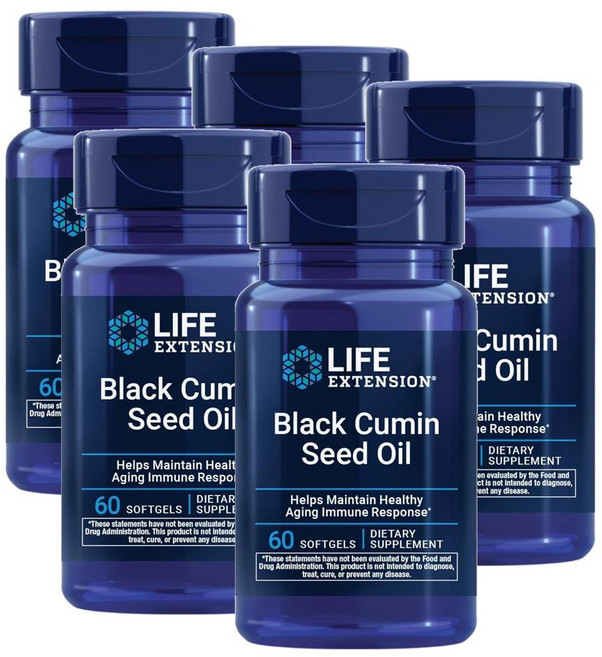 Life Extension 라이프 익스텐션 블랙 커민 씨드 오일 소프트젤 60정, 5개