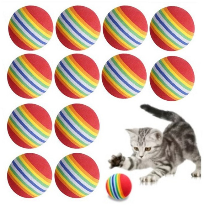 라라마켓 레인보우 볼 고양이 장난감 무소음 공 42mm 12개 세트