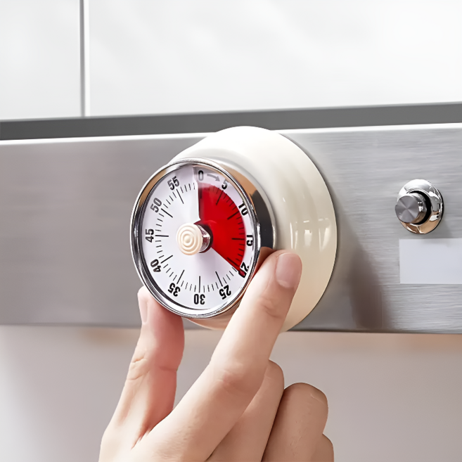 다용도 주방용 자석형 기계식 수동 쿠킹 타이머 조리시간 알림기, 1개, 화이트