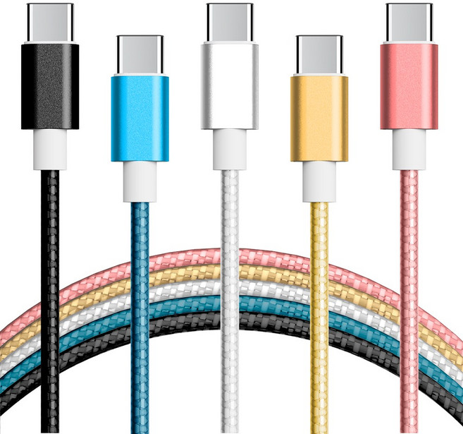 구스페리 C타입 to USB 고속충전 케이블 5개 골드 블랙 화이트 블루 로즈골드 1세트, 150cm, 골드,블랙 ,화이트 ,블루 ,로즈골드