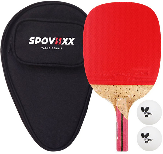 버터플라이 탁구라켓 단면 펜홀더 NAKAMA P-8 + 스포빅스 케이스